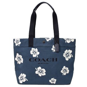 画像: 【COACH】コーチ キャンバス ぺブルレザー トート アロハ 花柄 ロゴ トートバッグ デニム×クリーム〔日本未発売〕