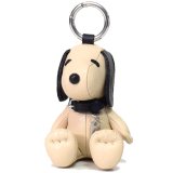 画像: 【COACH】コーチ レザー シグネチャー ピーナッツ コラボ  スヌーピー バッグチャーム キーリング キーホルダー チャーク×ブラック（日本未発売）