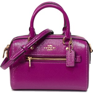 画像: 【COACH】コーチ レザー ミニ ローワン パテント サッチェル クロスボディ 2WAY ボストンバッグ ダークマジェンタ〔日本未発売〕