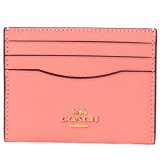 画像: 【COACH】コーチ クロスグレインレザー ロゴ スリム ID パスケース カードケース  定期入れ 名刺入れ ライトコーラル（日本未発売）