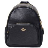 画像: 【COACH】コーチ ぺブルレザー ミニ コート ダブルジップ ロゴ バックパック リュックサック ブラック〔日本未発売〕