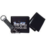 画像: 【COACH】コーチ メンズ レザー ホースアンドキャリッジ ギフト BOX 二つ折り財布 定期入れ キーホルダー 3点セット ブラック×ガンメタル（日本未発売）