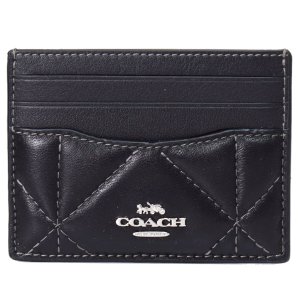 画像: 【COACH】コーチ レザー ダイヤモンド キルティング ロゴ スリム ID パスケース カードケース  定期入れ 名刺入れ ブラック×バッドランズ（日本未発売）