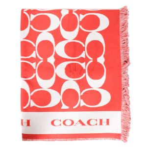 画像: 【COACH】コーチ コットン シグネチャー ケット ひざ掛け 毛布 ブランケット マンゴー（日本未発売）