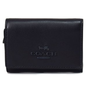 画像: 【COACH】コーチ スムースレザー スモール ロゴ マイクロ ミニ ウォレット コンパクト 三つ折り財布 ブラック（日本未発売）