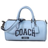 画像: 【COACH】コーチ ぺブルレザー バーシティ ロゴ レーシー 筒型 クロスボディ 2WAY 斜め掛け ショルダー ハンドバッグ コーンフラワー（日本未発売）