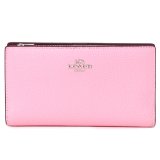 画像: 【COACH】コーチ ぺブルレザー ロゴ スリム ジップ ウォレット 二つ折り 長財布 フラワーピンク〔日本未発売〕