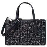 画像: 【COACH】コーチ バッグ レザー シグネチャー リベット スタッズ スモール ニーナ  2way 斜め掛け ショルダー トートバッグ ブラック〔日本未発売〕