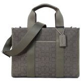 画像: 【COACH】コーチ バッグ トート ジャガード レザー シグネチャー スミス 2way 斜め掛け ロゴ ショルダーバッグ オリーブドラブ×オリーブドラブ（日本未発売）