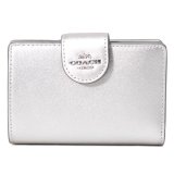 画像: 【COACH】コーチ 財布 レザー ロゴ キラキラ ミディアム コーナー ジップ ウォレット 二つ折り財布 ライトシルバー（日本未発売）