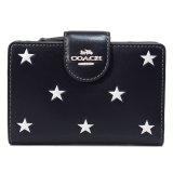 画像: 【COACH】コーチ 財布 レザー ラメ 星 スター プリント ミディアム コーナー ジップ ウォレット 二つ折り財布 ブラックマルチ（日本未発売）