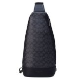 画像: 【COACH】コーチ メンズ コーティングキャンバス レザー シグネチャー ドミニク スリング ワンショルダー バックパック ボディバッグ チャコール×ブラック〔日本未発売〕