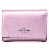 画像: 【COACH】コーチ 財布 レザー メタリック キラキラ スモール ロゴ マイクロ ミニ ウォレット コンパクト 三つ折り財布 メタリックピンク（日本未発売）