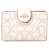 画像: 【COACH】コーチ 財布 ペブルレザー シグネチャー スタッズ リベット ミディアム コーナー ジップ ウォレット 二つ折り財布 チャーク（日本未発売）