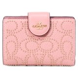 画像: 【COACH】コーチ 財布 ペブルレザーペブルレザー シグネチャー スタッズ リベット ミディアム コーナー ジップ ウォレット 二つ折り財布 ピンクペタル（日本未発売）