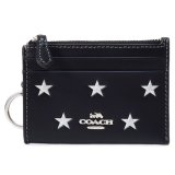 画像: 【COACH】コーチ コインケース レザー ラメ 星 スター プリント ロゴ キーリング付き ミニ スキニー IDケース 小銭入れ ブラックマルチ（日本未発売）