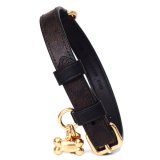 画像: 【COACH】コーチ ドッグカラー コーティングキャンバス レザー シグネチャー スモール リーシュ 骨型 チャーム（犬の首輪）専用BOX付き ブラウン×ブラック〔日本未発売〕