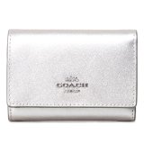画像: 【COACH】コーチ 財布 レザー メタリック キラキラ スモール ロゴ マイクロ ミニ ウォレット コンパクト 三つ折り財布 ライトシルバー（日本未発売）