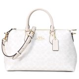 画像: 【COACH】コーチ バッグ コーティングキャンバス レザー シグネチャー ジョージア サッチェル ロゴ 2WAY ボストン ショルダー ハンドバッグ ホワイト×チャーク〔日本未発売〕