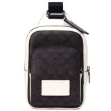 画像: 【COACH】コーチ バッグ メンズ バックパック コーティングキャンバス レザー シグネチャー レーサー カラーブロック スリング ロゴ ワンショルダー ボディバッグ ウォルナット×チャーク〔日本未発売〕