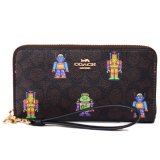 画像: 【COACH】コーチ 長財布 ロボット コーティングキャンバス レザー シグネチャー リストレット ロング ジップ  アラウンド 長財布 ウォルナットマルチ（日本未発売）