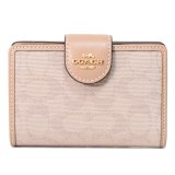 画像: 【COACH】コーチ 財布 キャンバス レザー シグネチャー ミディアム コーナー ジップ ウォレット 二つ折り財布 ダークナチュラルマルチ（日本未発売）
