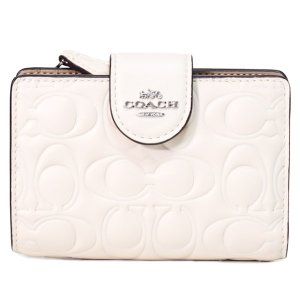 画像: 【COACH】コーチ 財布 レザー シグネチャー 型押し ロゴ ミディアム コーナー ジップ ウォレット 二つ折り財布 チャーク（日本未発売）