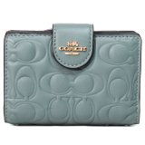 画像: 【COACH】コーチ 財布 レザー シグネチャー 型押し ロゴ ミディアム コーナー ジップ ウォレット 二つ折り財布 セージ（日本未発売）