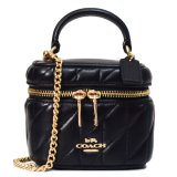 画像: 【COACH】コーチ バッグ レザー キルティング アヴァ ロゴ スクエア ボックス チェーン クロスボディ 2WAY 斜め掛け ショルダー ハンドバッグ ブラック（日本未発売）