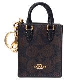 画像: 【COACH】コーチ キーホルダー コーティングキャンバス レザー シグネチャー ミニ ノースサウス トート バッグ ポーチ 小物入れ バッグチャーム ブラウン×ブラック（日本未発売）
