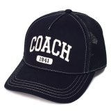 画像: 【COACH】コーチ キャップ 帽子 シグネチャー コットン メッシュ ロゴ エンブロイダード トラッカー ハット ブラック〔日本未発売〕