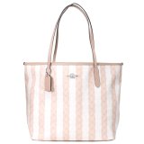 画像: 【COACH】コーチ バッグ コーティングキャンバス レザー シグネチャー ストライプ ロゴ シティ トートバッグ サンド×タン〔日本未発売〕