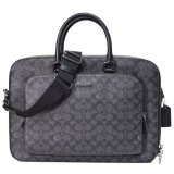 画像: 【COACH】コーチ メンズ バッグ コーティングキャンバス レザー シグネチャー イーサン ブリーフ ダブルジップ 2WAY ビジネス キャリーフック ショルダーバッグ チャコール×ブラック〔日本未発売〕