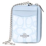 画像: 【COACH】コーチ コインケース コーティングキャンバス レザー シグネチャー チェーン ロゴ ジップ カードケース カードポーチ 定期入れ 名刺入れ 小銭入れ アイスブルー（日本未発売）