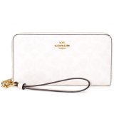 画像: 【COACH】コーチ 長財布 コーティングキャンバス レザー シグネチャー リストレット ロング ジップ アラウンド 長財布 ホワイト×チャーク（日本未発売）