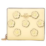 画像: 【COACH】コーチ 財布 レザー 花柄 アップリケ フローラル スナップ ミニ コンパクト ウォレット 二つ折り 財布 ムーンライト（日本未発売）