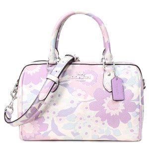 画像: 【COACH】コーチ バッグ 花柄 ぺブルレザー フラワー プリント ローワン サッチェル 2WAY ボストン ショルダー ハンドバッグ アイボリーマルチ〔日本未発売〕