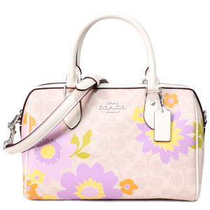 画像: 【COACH】コーチ バッグ コーティングキャンバス レザー シグネチャー 花柄 フラワー ローワン サッチェル 2WAY ボストン ショルダー ハンドバッグ サンドマルチ〔日本未発売〕