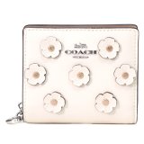 画像: 【COACH】コーチ 財布 花柄 レザー アップリケ フローラル スナップ ミニ コンパクト ウォレット 二つ折り 財布 チャーク（日本未発売）