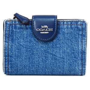 画像: 【COACH】コーチ 財布 デニム レザー ロゴ ミディアム コーナー ジップ ウォレット 二つ折り財布 インディゴ（日本未発売）