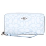 画像: 【COACH】コーチ 長財布 コーティングキャンバス レザー シグネチャー リストレット ウォレット ロング ジップ アラウンド 長財布 アイスブルー（日本未発売）