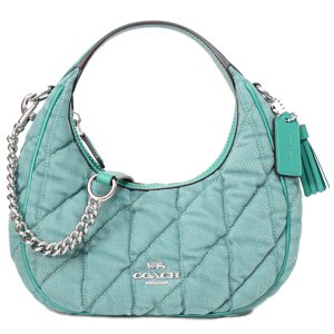 画像: 【COACH】コーチ バッグ 三日月型 デニム レザー キルティング カルメン ミニ ロゴ 2way チェーン クロスボディ 斜め掛け ショルダーバッグ ハンドバッグ アイビー×グリーン（日本未発売）