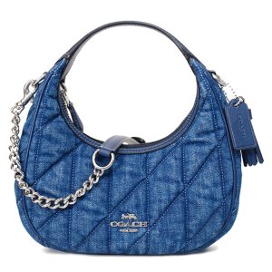 画像: 【COACH】コーチ バッグ 三日月型 デニム レザー キルティング カルメン ミニ ロゴ 2way チェーン クロスボディ 斜め掛け ショルダーバッグ ハンドバッグ デニム（日本未発売）