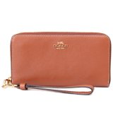 画像: 【COACH】コーチ 長財布 スムースレザー ロゴ リストレット ウォレット ロング ジップ アラウンド 長財布 タン（日本未発売）