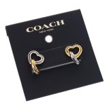 画像: 【COACH】コーチ ピアス プレーテッドブラス ハート ダブル スティッチド ドロップ ピアス イアリング ゴールド×シルバー〔日本未発売〕