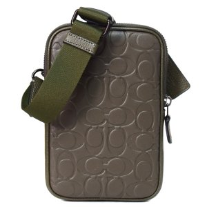 画像: 【COACH】コーチ スマホショルダー レザー シグネチャー 型押し エイデン ジップ クロスボディ フォン ポーチ 2way 斜めがけ ショルダーバッグ オリーブドラブ（日本未発売）