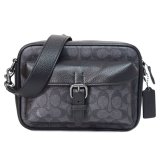 画像: 【COACH】コーチ メンズ バッグ コーティングキャンバス レザー シグネチャー ワーナー クロスボディ 2WAY 斜め掛け クラッチ ショルダーバッグ チャコール×ブラック〔日本未発売〕