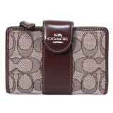 画像: 【COACH】コーチ 財布 ジャガード レザー シグネチャー ミディアム コーナー ジップ ウォレット 二つ折り財布 オーク×メイプル（日本未発売）