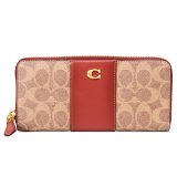 画像: 【COACH】コーチ 長財布 コーティングキャンバス レザー シグネチャー エッセンシャル スリム ストライプ アコーディオン ジップ アラウンド 長財布 タンラスト（日本未発売）