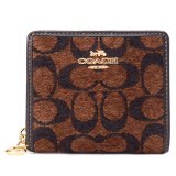 画像: 【COACH】コーチ 財布 シェニール レザー シグネチャー ふわふわ ロゴ チャーム コンパクト スナップ ウォレット 二つ折り 財布 トリュフ（日本未発売）